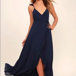 Lulu’s Here’s To Us Navy Blue Wrap Dress